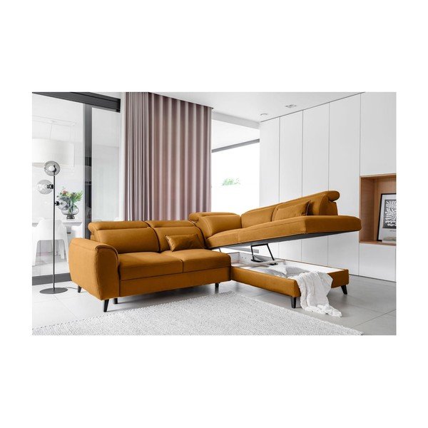 Kollane sametist lahtikäiv/sahtliga nurgadiivan (parem nurk/L-kujuline) Noble – ELTAP-image-3