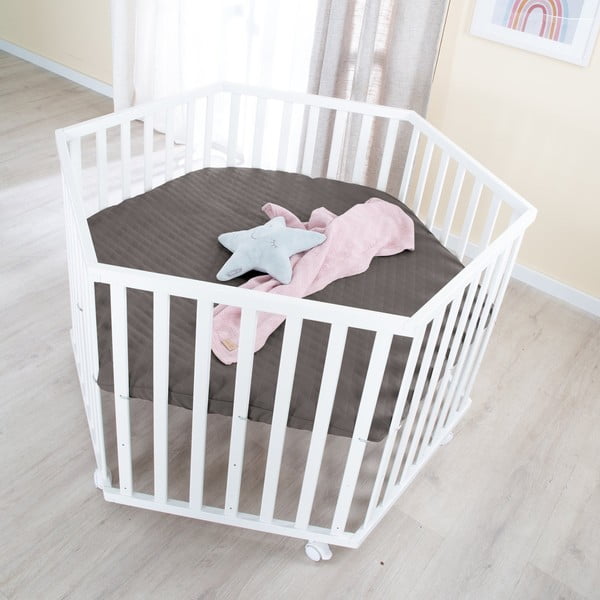 Valge reguleeritava kõrguse/ratastega mänguaedik - Roba-image-1