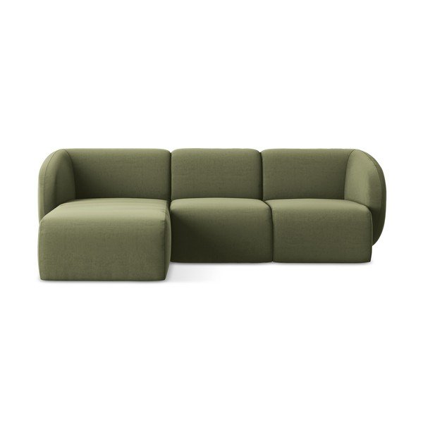 Roheline sametist nurgadiivan (vasak nurk/diivanvoodiga) Lani - Makamii