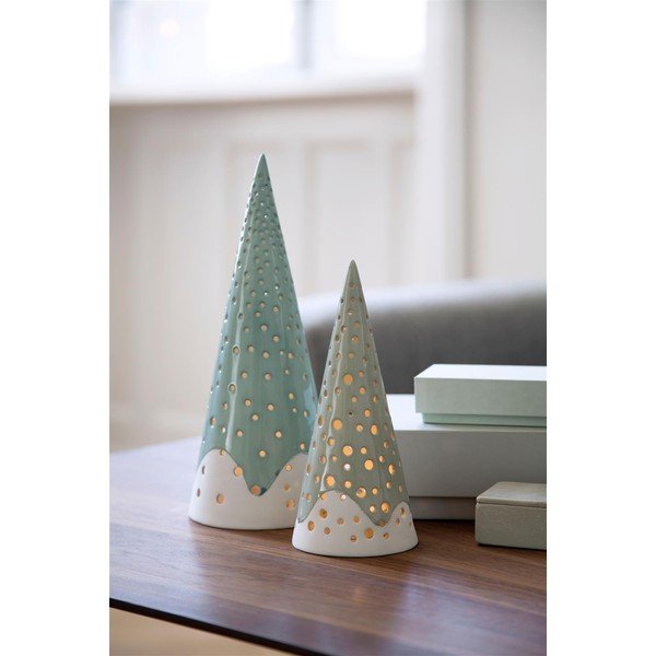 Türkiissinine jõuluküünlajalg, valmistatud luuportselanist , kõrgus 25,5 cm Nobili - Kähler Design-image-3