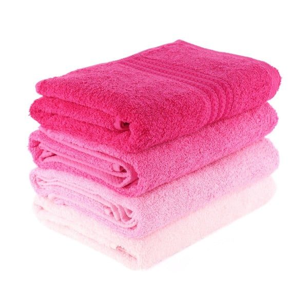 Sada 4 růžových bavlněných ručníků Foutastic, 50 x 90 cm-image-1