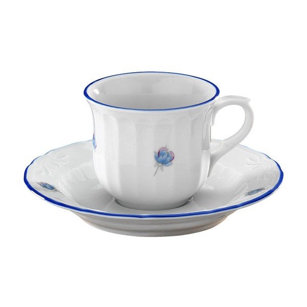 Sada 6 porcelánových hrnečků s podšálkem Kutahya Waves Lina, 80 ml