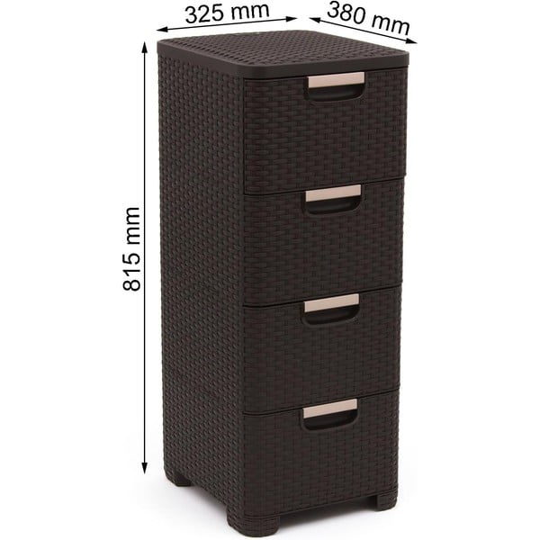 Tumepruun plastikust kõrge vannitoakapp 33x79 cm Rattan - Curver-image-4