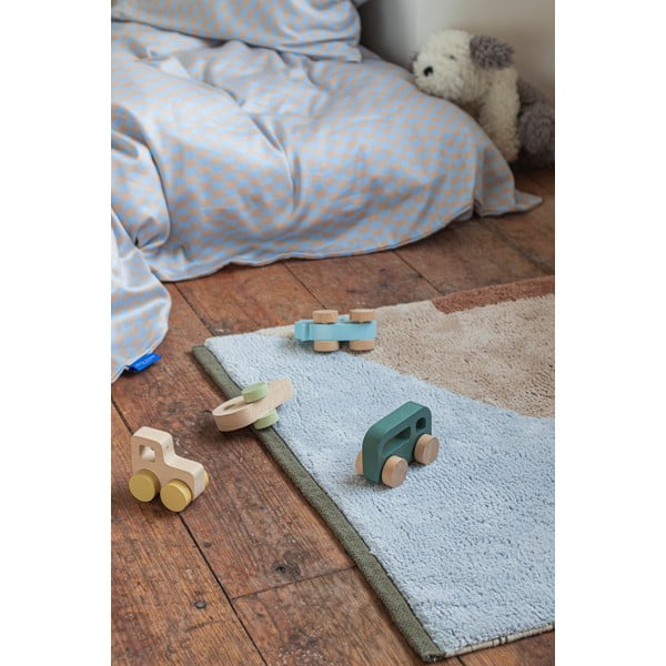 Helesinine-beež pestav puuvillane koridorivaip 70x150 cm Figura - Mette Ditmer Denmark-image-1