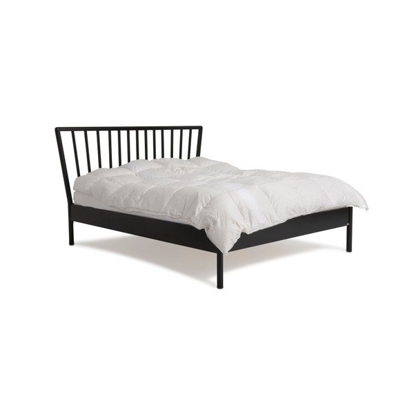 Černá ručně vyráběná postel z masivního březového dřeva Kiteen Melodia, 160 x 200 cm