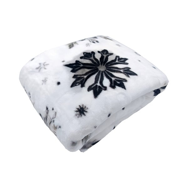 Valge jõulumustriline mikrofliisist pleed 150x200 cm Nord Flake – My House-image-1