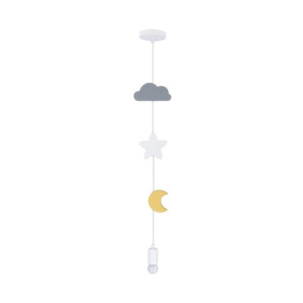 Kollane-helesinine rippvalgusti tekstiilist varjuga Single - Candellux Lighting