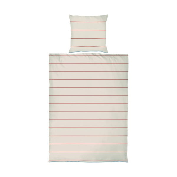 Punane-beež puuvill-satiinist pikendatud voodipesu üheinimesevoodile 140x220 cm Align - Mette Ditmer Denmark