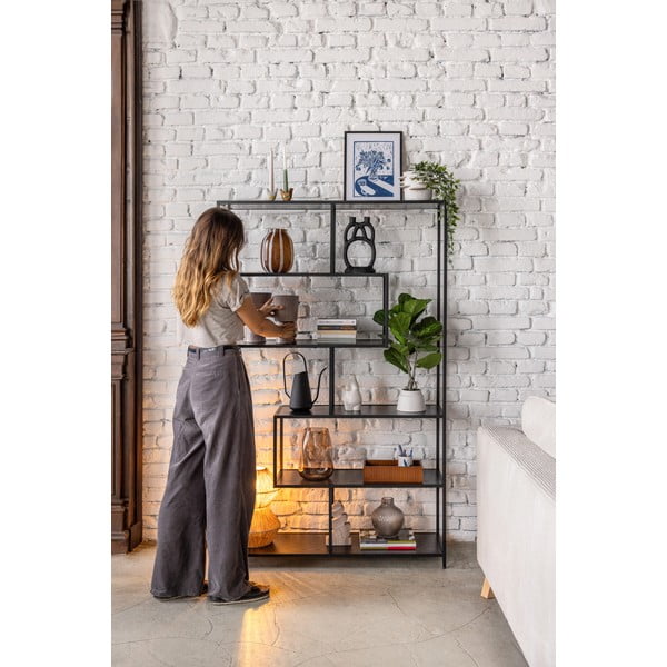 Must raamaturiiul tuhkpuu dekooriga 114x185 cm Seaford - Actona-image-1