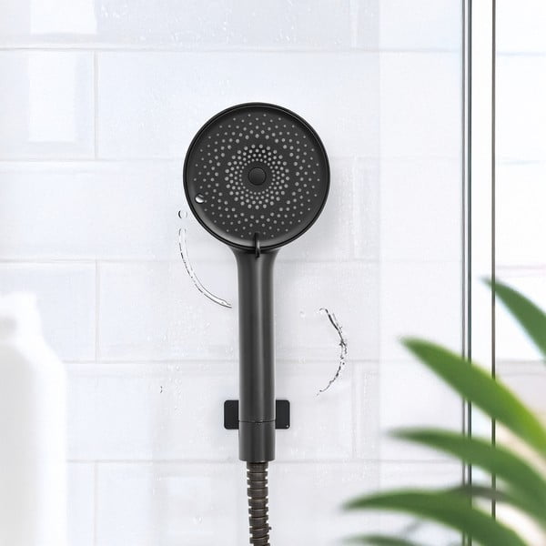 Matt must plastikust dušipea ø 12 cm Softwater - Wenko-image-1