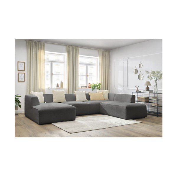 Tumehall mooduldiivan buklee kangast (parem nurk/U-kujuline) Megeve - Bobochic Paris-image-1
