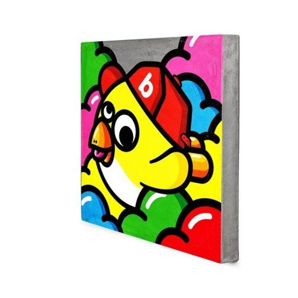 Betoonist seinamaal Jaune, 40 x 40 cm Oiseau Volant - Lyon Béton-image-1