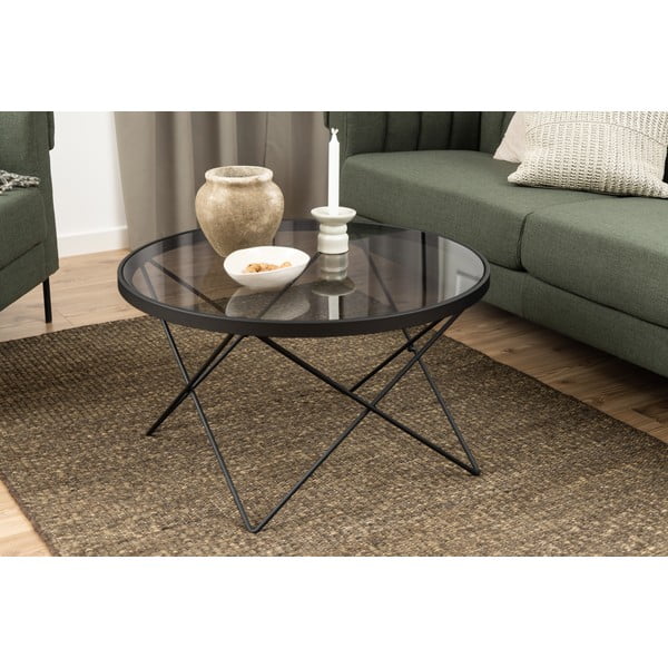 Must klaaspinnaga diivanilaud ø 80 cm Cuxton - Actona-image-1