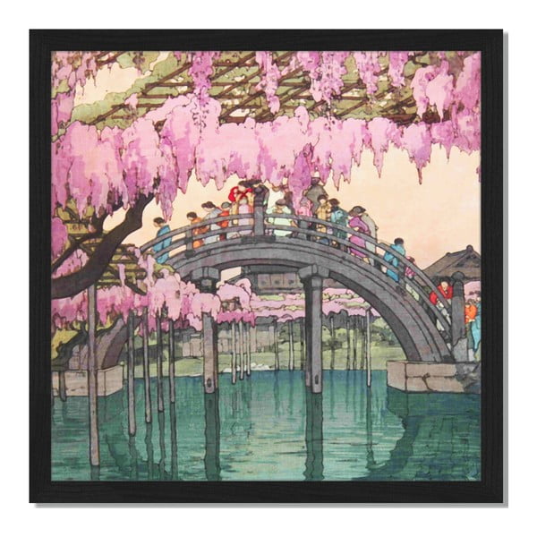 Obraz v rámu Liv Corday Asian Garden Bridge, 40 x 40 cm