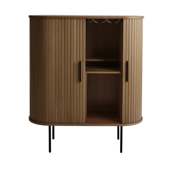 Pruun tammespoonist lükandustega veinikapp 100x118x40 cm Nola - Unique Furniture-image-2