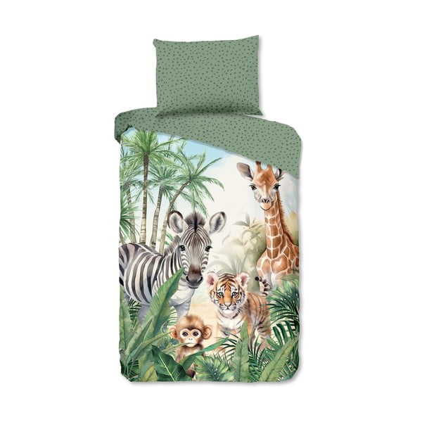 Roheline puuvillane laste voodipesu üheinimesevoodile 140x200 cm Thabo - Good Morning