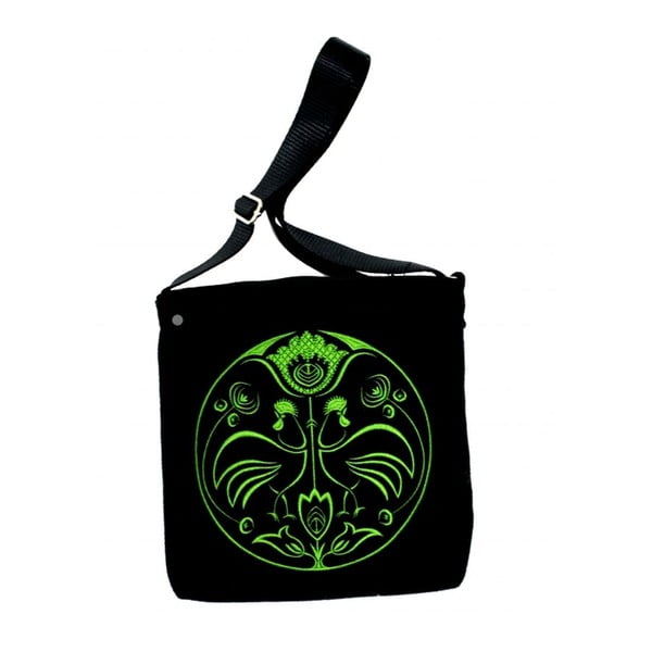 Plstěná vyšívaná taška Goshico Folk kohoutí, zelená