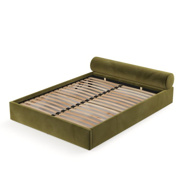 Tumeroheline polsterdatud kaheinimesevoodi koos panipaiga ja voodipõhjaga 160x200 cm Solvo - Maison de Rêve-image-2