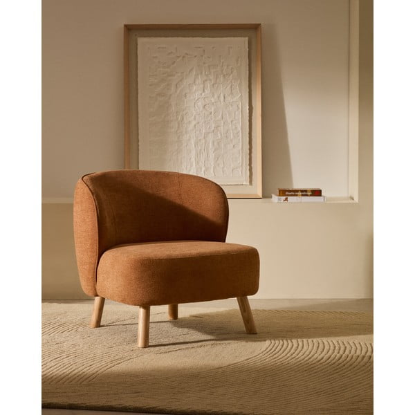 Terrakottapunane šenillist tugitool Ulit - Kave Home-image-1