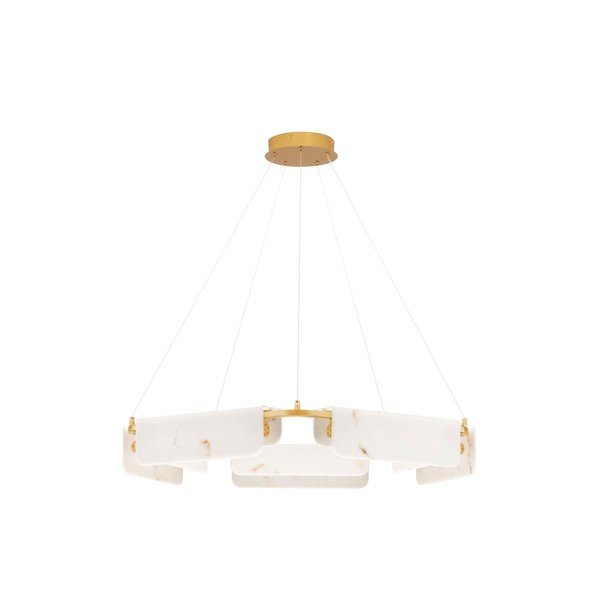 Kreemikas/messingvärvi LED-rippvalgusti marmorist dekooriga, hämardatav, ø 93 cm Aider - Nova Luce