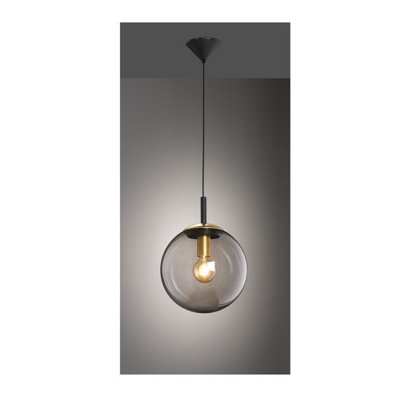 Mustast klaasist rippvalgusti, ø 30 cm Dini - Fischer & Honsel-image-1