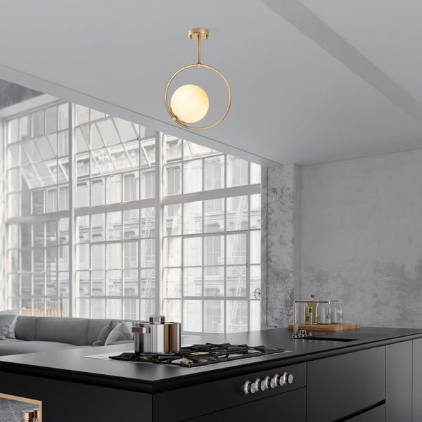 Kuldne laevalgusti klaasist varjuga 39x26 cm - Opviq lights-image-3