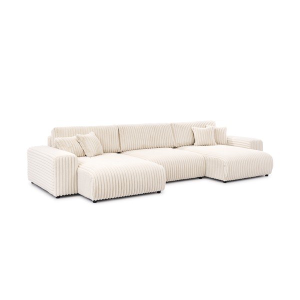 Kreem velvetist panipaigaga nurgadiivanvoodi (U-kujuline) Sarina - Ropez-image-3