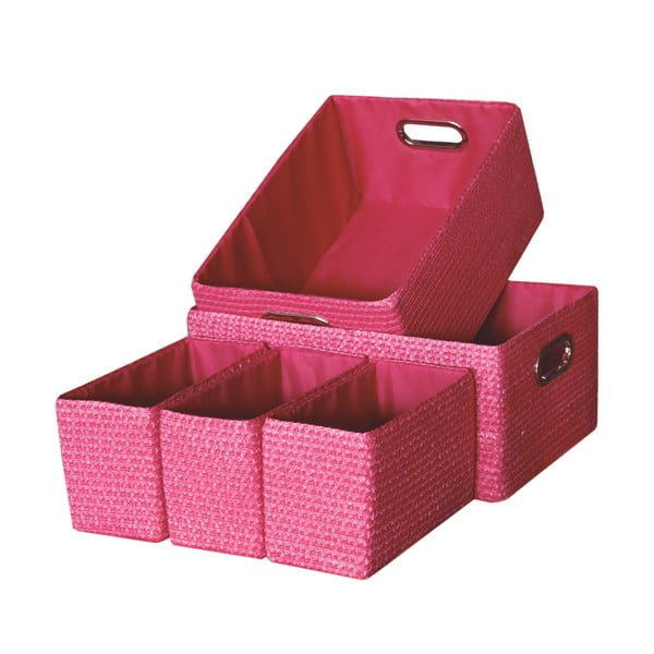 Sada 5 úložných krabic Laroom Pink