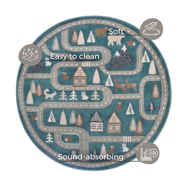 Laste vaip petrooli värvi ø 140 cm Streets - Hanse Home-image-4