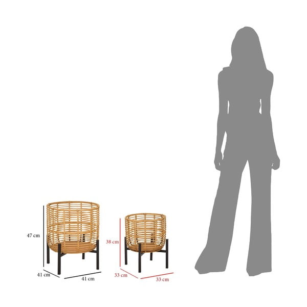 Komplekt 2 rottingist poti statiivi, kõrgus 47 cm - Mauro Ferretti-image-2