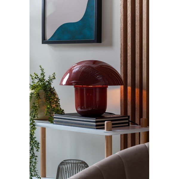 Burgundiapunane metallist laualamp (kõrgus 25 cm) Fat Mushroom - Leitmotiv-image-1