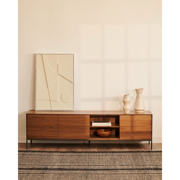 Pähklipuu dekooriga telerilaud 195x55 cm Vedrana - Kave Home-image-3