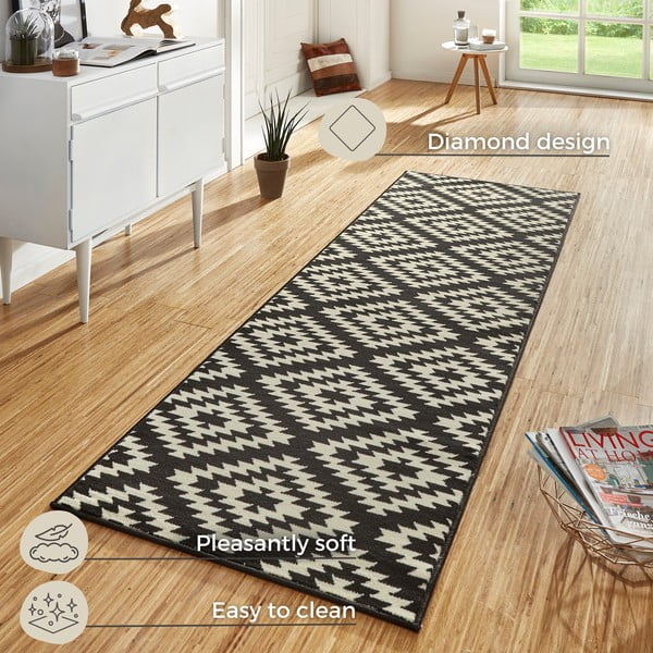 Must-valge jooksja , 80 x 200 cm Basic Nordic - Hanse Home-image-3