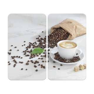 Karastatud klaasist pliidikatted 2tk komplektis 52x30 cm Café Aromatica - Maximex