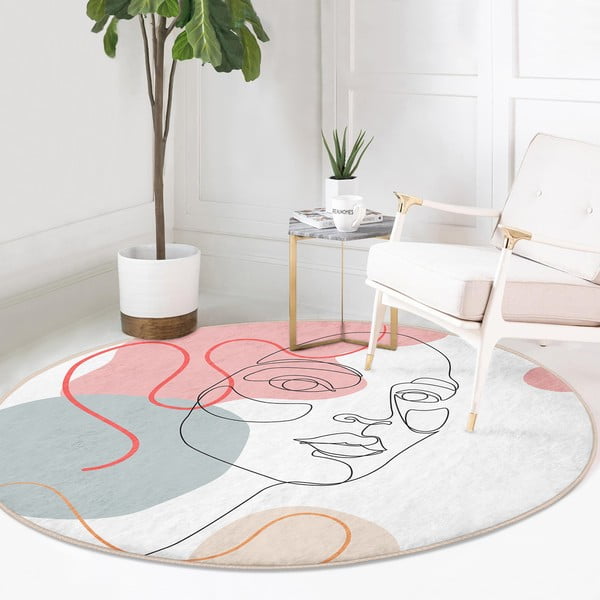 Valge pestav ümmargune vaip, sobitub robottolmuimejaga ø 120 cm Comfort - Mila Home-image-2