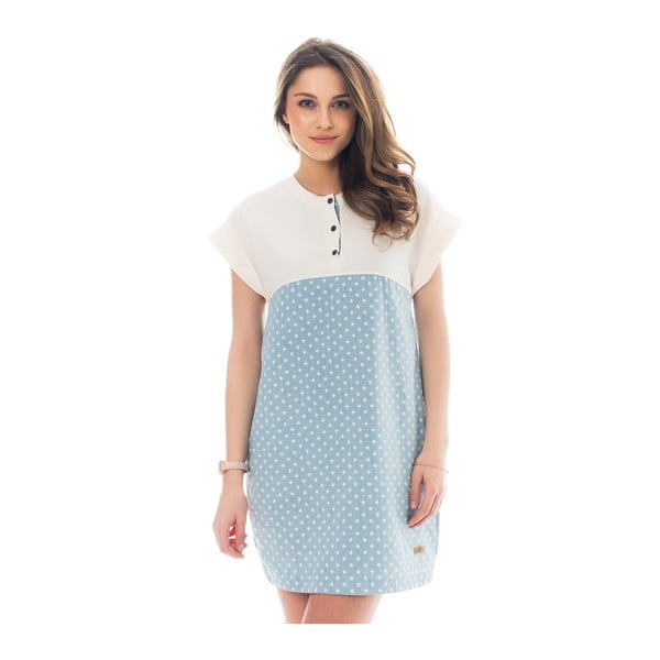 Modrobílé bavlněné šaty s puntíky Lull Loungewear Tiendes, vel. M