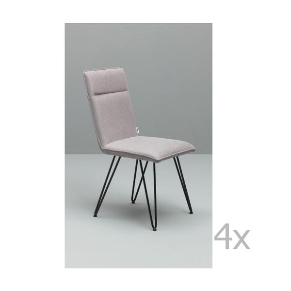 Sada 4 světle šedých jídelních židlí s černým podnožím Design Twist Elice