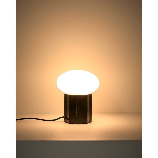Valge/must metallist laualamp klaasist varjuga (kõrgus 20 cm) Idela - Kave Home-image-1
