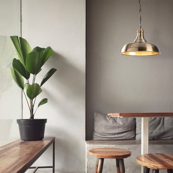 Kuldne rippvalgusti metallist varjuga ø 32 cm Berceste - Opviq lights-image-1