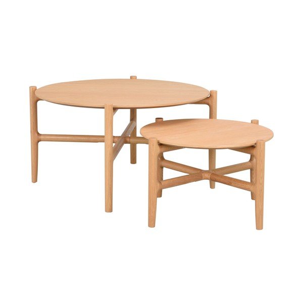Looduslik tammepuust kohvilaud ø 80 cm Holton - Rowico-image-3