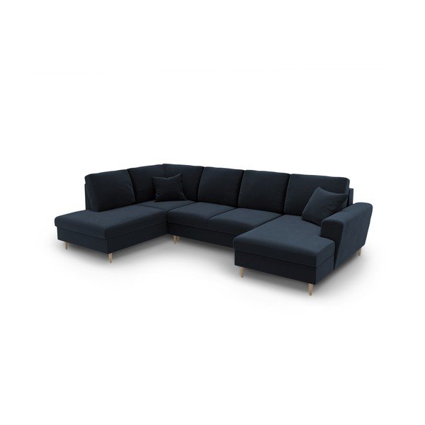 Tumesinine sametist panipaigaga nurgadiivanvoodi (vasak nurk/"U"-kujuline) Kyoto - Cosmopolitan Design-image-1