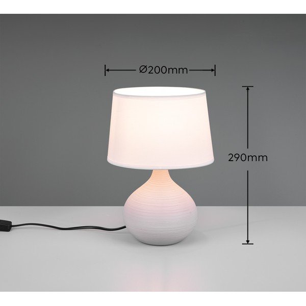 Valge-pruun laualamp keraamikast ja kangast , kõrgus 29 cm Martin - Reality-image-3