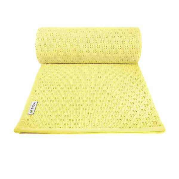 Žlutá pletená dětská deka s podílem bavlny T-TOMI Summer, 80 x 100 cm