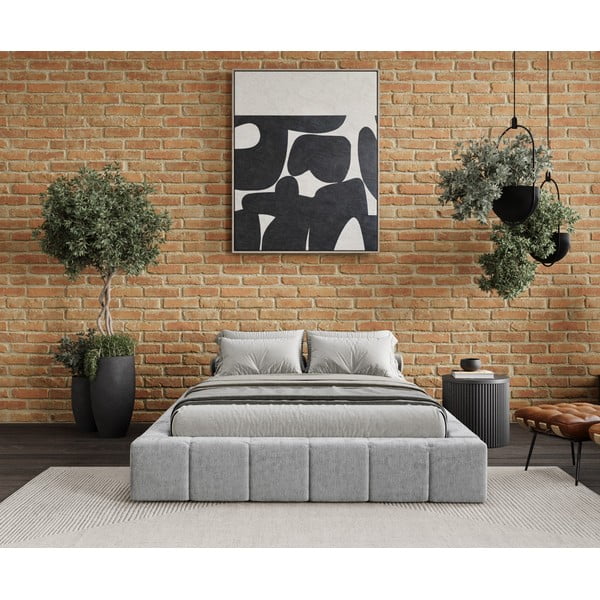 Helehall polsterdatud kaheinimesevoodi koos voodipõhja ja panipaigaga 160x200cm Aruba L - Maison de Rêve-image-1