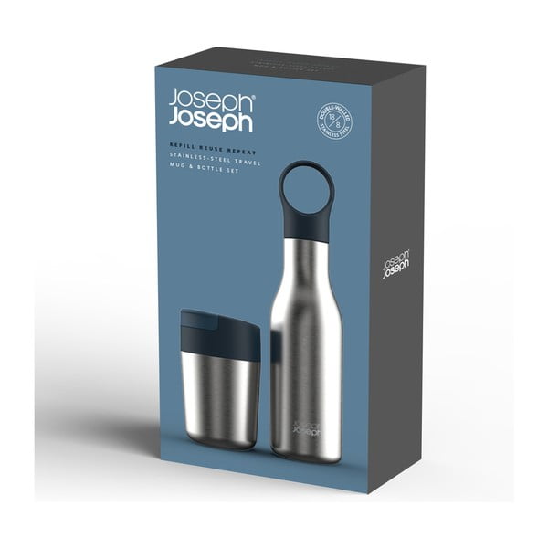 Roostevabast terasest pudelite ja kruuside komplekt reisimiseks Loop&Sipp - Joseph Joseph-image-4