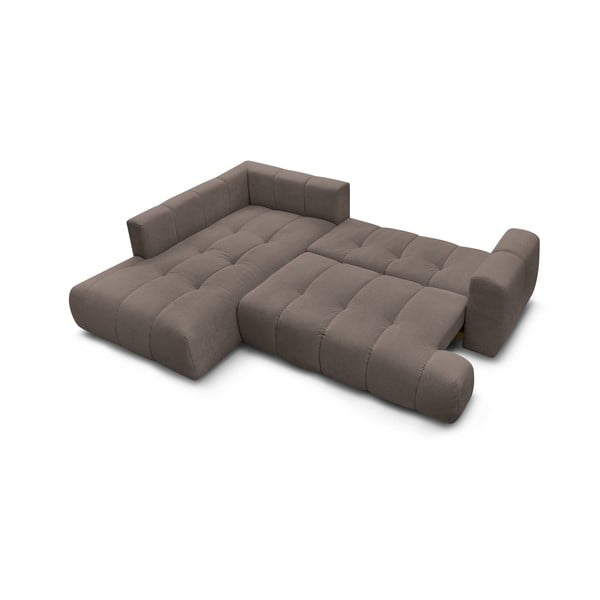 Hallikaspruun diivanvoodi/panipaigaga nurgadiivan (vasak nurk/L-kujuline) Fuji - Bobochic Paris-image-4