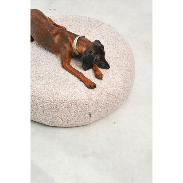 Beež bukleekangast koeravoodi ø 90 cm Senso Pouffe Greige M/L - MiaCara-image-1