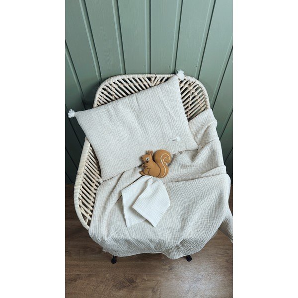 Kreem musliinist laste tekk ja padi komplektis  100x130 cm Muslin Linen – Malomi Kids-image-3