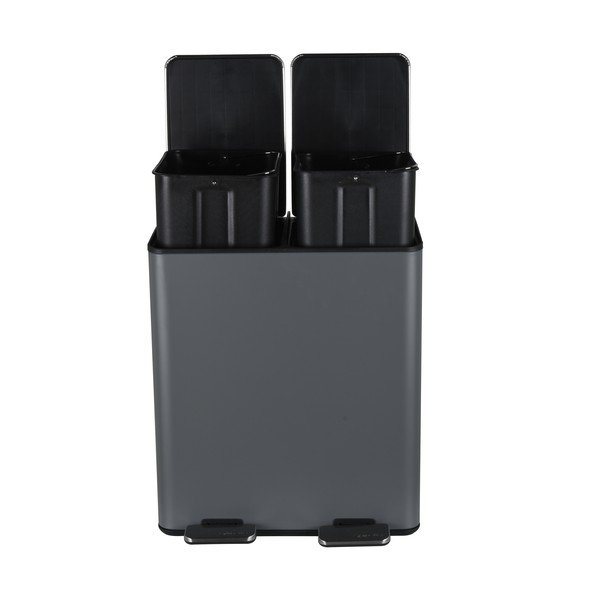 Tumehall terasest prügikast 2x20 l sorteeritud jäätmete jaoks/pedaaliga Aliya - Spirella-image-1