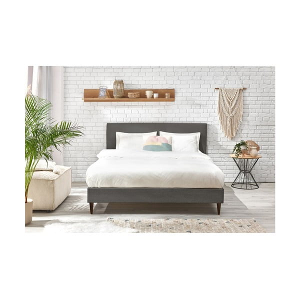 Antratsiitist polsterdatud kaheinimesevoodi koos restiga 180x200 cm Anja - Bobochic Paris-image-4